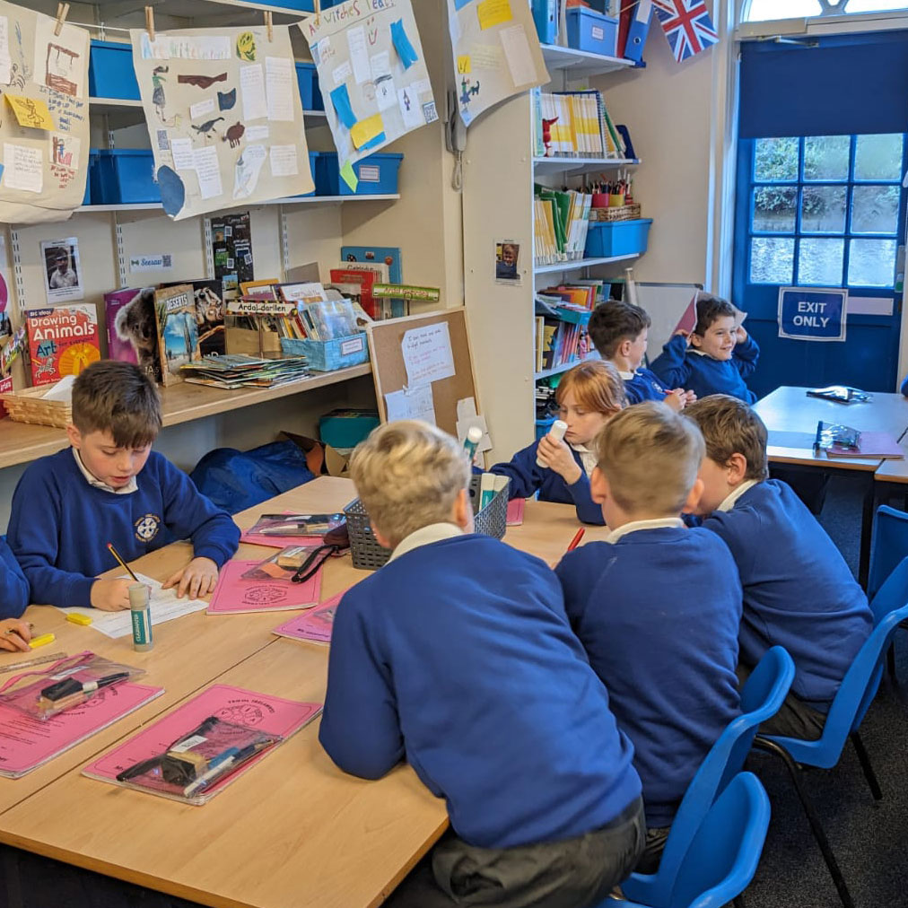A primary school classroom working
